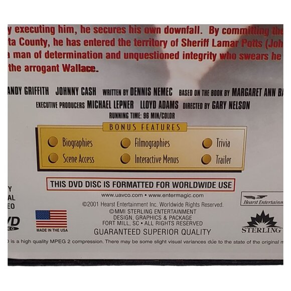 Vntg 2001 Murder In Coweta County DVD Andy Griffith Johnny C. True Life Stories - Picture 6 of 8